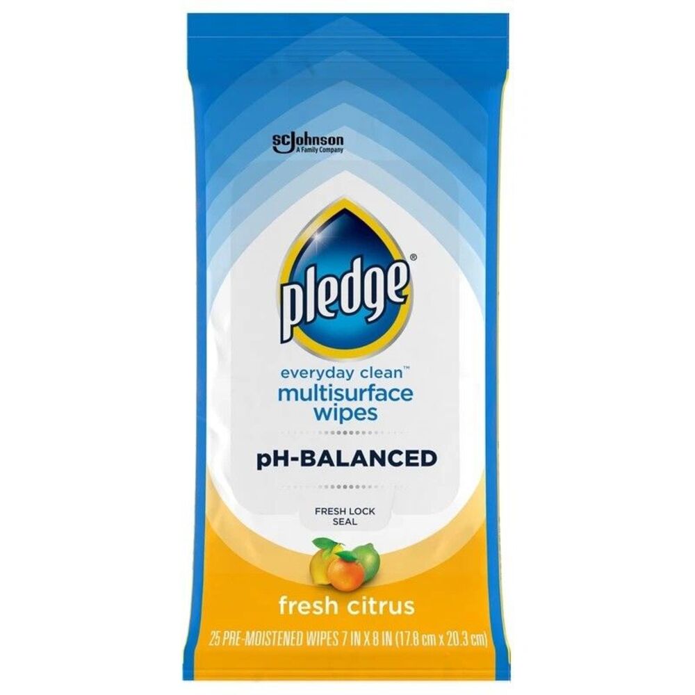 3 Pledge Multisurface Cleaning Wipes Ph Balanced Fresh Citrus 25 Count each